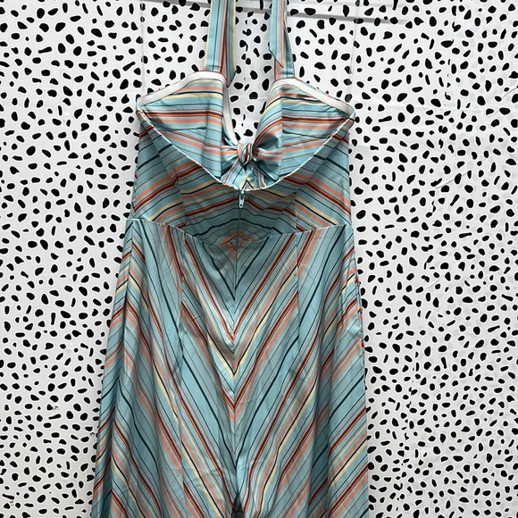 Unique Vintage Blue Striped Halter Jumpsuit - Picture 7 of 8